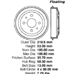 A high quality, direct fit OE replacement brake drum.
