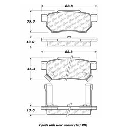 Click here to view larger image D0374 Ceramic Disc Brake Pads: Rear - Acura, Honda