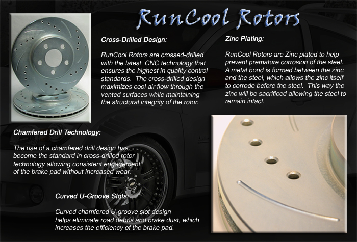 RunCool Cross-Drilled & Slotted Street Performance Rotors