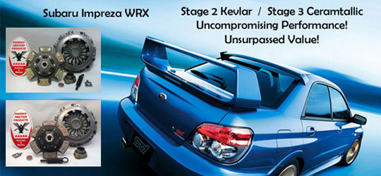 Choice of Kevlar Performance or Ceramic Racing Clutch for the WRX from Phoenix Friction Products.